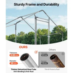 VEVOR Large Metal Chicken Coop,6.6 x 3.3 x 6.6 ft, Walk-in Chicken Run House with Waterproof Cover & Sturdy Frame, Spire Roof Poultry Cage Duck Pen for Rabbit Hen Goose Outdoor Backyard Farm Use