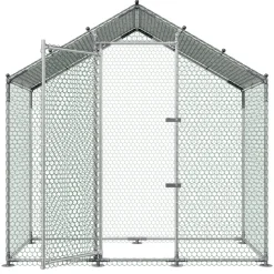 VEVOR Large Metal Chicken Coop,6.6 x 3.3 x 6.6 ft, Walk-in Chicken Run House with Waterproof Cover & Sturdy Frame, Spire Roof Poultry Cage Duck Pen for Rabbit Hen Goose Outdoor Backyard Farm Use