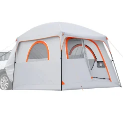 VEVOR Large SUV Tent for 6 Person, 10 x 9 FT 3-Season SUV Tailgate Tent with Ventilated Doors & Mesh Windows, PU2000mm Waterproof Dual-Use Car Rear Hatch Tents for Outdoor Camping Hiking