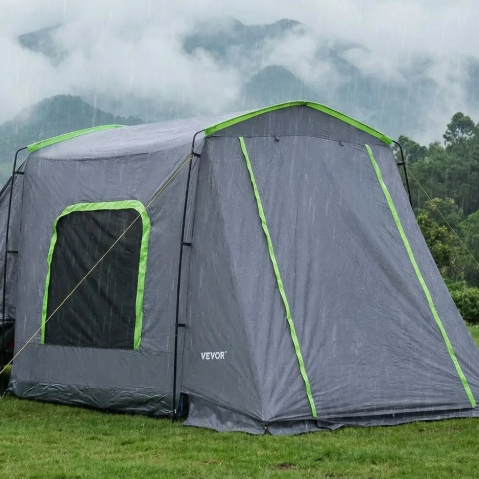 VEVOR Large SUV Tent for 5–9 Person, 10.6 x 8 FT All-Season SUV Tailgate Tent with Ventilated Door & Mesh Windows, PU3000mm Waterproof Dual-Use Car Rear Hatch Tents for Outdoor Camping Hiking