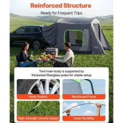 VEVOR Large SUV Tent for 5–9 Person, 10.6 x 8 FT All-Season SUV Tailgate Tent with Ventilated Door & Mesh Windows, PU3000mm Waterproof Dual-Use Car Rear Hatch Tents for Outdoor Camping Hiking