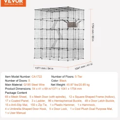 VEVOR Large 4-tier Cat Cage, 54 x 41 x 69