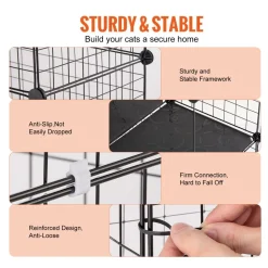 VEVOR Large 4-tier Cat Cage, 41 x 14 x 55", Detachable Metal Wire Cat Enclosure, with Litter Box Hammock Ramp ladders, Indoor & Outdoor Crate Exercise Place Ideal for Kitty, Small Animals, Black