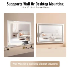 VEVOR  Large Vanity Mirror with Lights, Three Color Lighting Modes, Lighted Makeup LED Mirror,5X Magnification,USB Port,Smart Touch Control,Desktop Wall-Mounted (31.5x21.7 in, White)