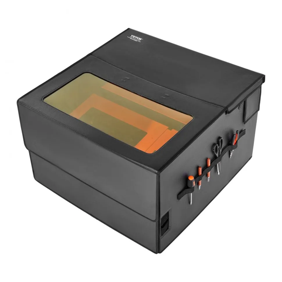 VEVOR Laser Engraver Enclosure, 31.5 x 31.5 x 19.6", Flame Retardant and Fireproof Protective Cover, with Exhaust Fan and Pipe, Insulates Smoke, Noise and Eye Protection, Fits for Most Laser Engraver