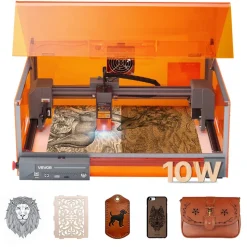 VEVOR Laser Engraver, 10W, Laser Engraving and Cutting Machine with Enclosure, Laser Cutter Engraver Machine, 11.8 x 11.8 in Working Area, 7000 mm/min, for Wood, Leather, Glass, Certain Metal, Class 1