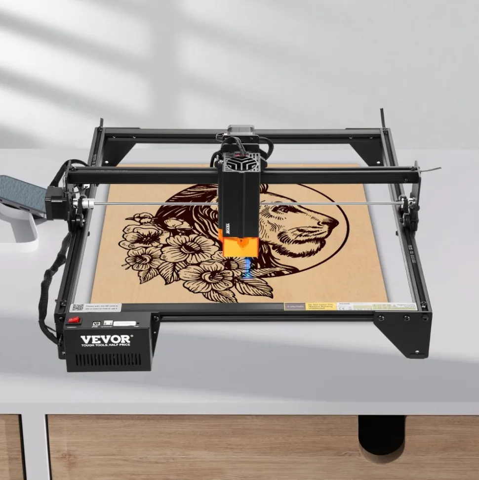 VEVOR Laser Engraver, 10W Output, Laser Engraving Cutter Machine, 14.9 x 15.7 in/38 x 40 cm Working Area, 10000 mm/min Movement Speed, Compressed Spot with Eye Protection, for Wood, Certain Metal