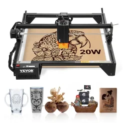 VEVOR Laser Engraver, 10W Output, Laser Engraving Cutter Machine, 14.9 x 15.7 in/38 x 40 cm Working Area, 10000 mm/min Movement Speed, Compressed Spot with Eye Protection, for Wood, Certain Metal
