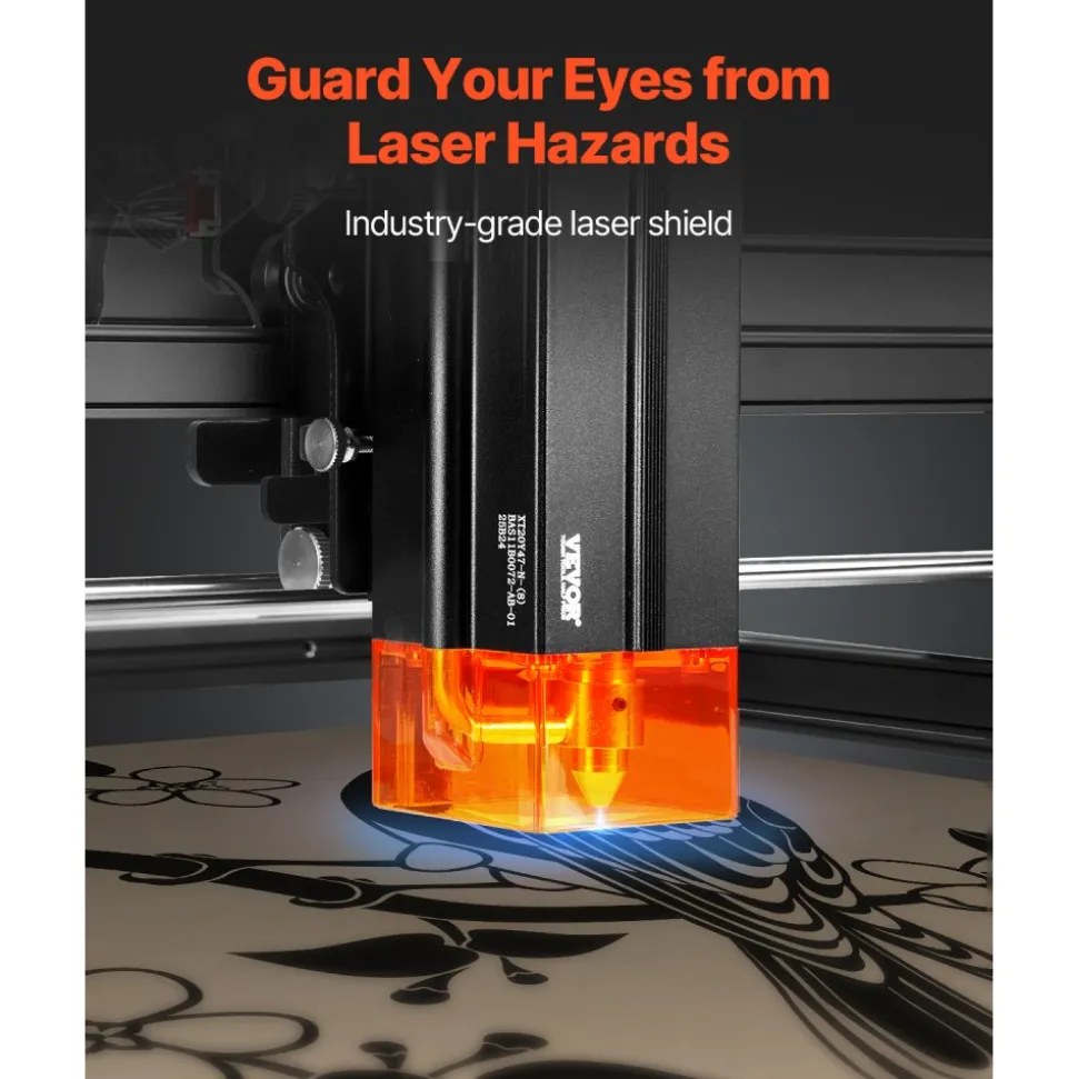 VEVOR Laser Engraver, 10W Output, Laser Engraving Cutter Machine, 14.9 x 15.7 in/38 x 40 cm Working Area, 10000 mm/min Movement Speed, Compressed Spot with Eye Protection, for Wood, Certain Metal