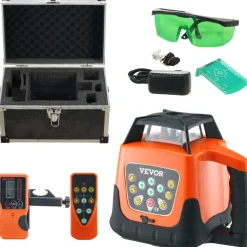 VEVOR Laser Level, 2000ft, 360 Degree Self Leveling Green Cross Line Laser, 5 Rotation Speeds & 4 Scanning Angles Adjustment, IP66 Waterproof Remote Control Manual Self-leveling Mode, Battery Included