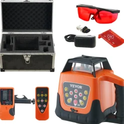 VEVOR Laser Level, 1650ft, 360 Degree Self Leveling Red Cross Line Laser, 5 Rotation Speeds & 4 Scanning Angles Adjustment, IP66 Waterproof Remote Control Manual Self-leveling Mode, Battery Included