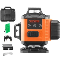 VEVOR Laser Level, 100ft, Self Leveling Manual Green 4 x 360° Cross 16 Line Laser, IP54 Waterproof Manual Self-leveling Mode & 5h Continuous Working Time Line Laser, Battery Include