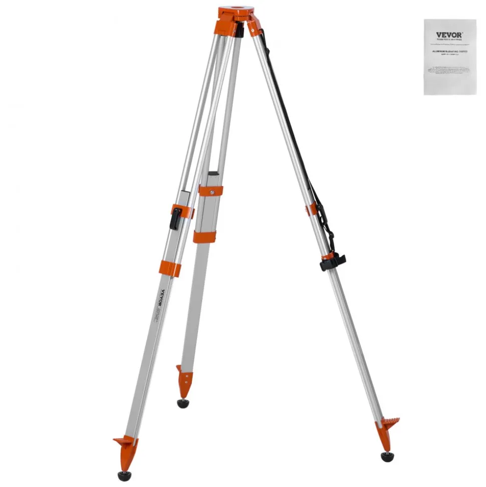 VEVOR Laser Level Tripod Stand, 5/8"-11 Thread Mount, 16.53-65.55 inch Height Adjustment Heavy Duty Survey Tripod for Construction Laser Level Scanner, Retractable Legs Non-Skid Feet Professional