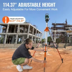 VEVOR Laser Level Tripod Stand, 5/8"-11 Thread Mount, 45.07-114.37 inch Height Adjustment Heavy Duty Survey Tripod, with Level Bubble & Diffusion Limiter , Liftable Non-Skid Feet for Construction