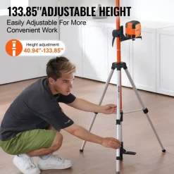 VEVOR Laser Level Tripod, 1/4"-20 & 5/8"-11 Thread Mount, 40.94-133.85 inch Height Adjustment with Level Bubble & Heavy-duty Stand, Extendable Pole Lightweight Aluminum Tripod for Laser Scanner