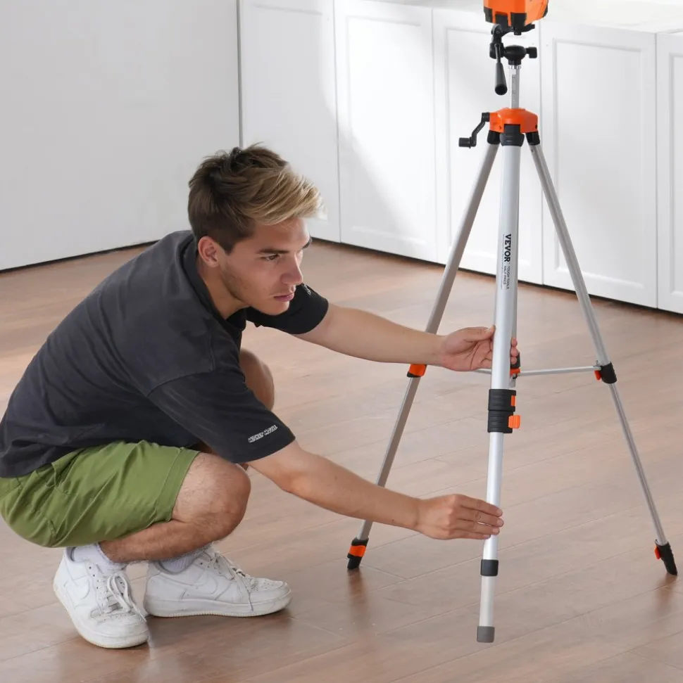 VEVOR Laser Level Tripod, ¼ x 20 Thread Mount, 27.36-68.11 inch Height Adjustment with Integrated Level Bubble Lightweight Laser Scanner Stand, Retractable Legs Aluminum Tripod for Stable Measurement