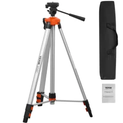 VEVOR Laser Level Tripod, ¼ x 20 Thread Mount, 27.36-68.11 inch Height Adjustment with Integrated Level Bubble Lightweight Laser Scanner Stand, Retractable Legs Aluminum Tripod for Stable Measurement