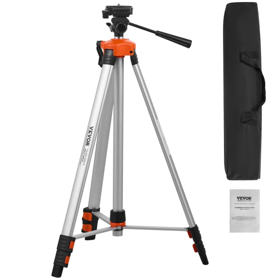 VEVOR Laser Level Tripod, ¼ x 20 Thread Mount, 27.36-68.11 inch Height Adjustment with Integrated Level Bubble Lightweight Laser Scanner Stand, Retractable Legs Aluminum Tripod for Stable Measurement