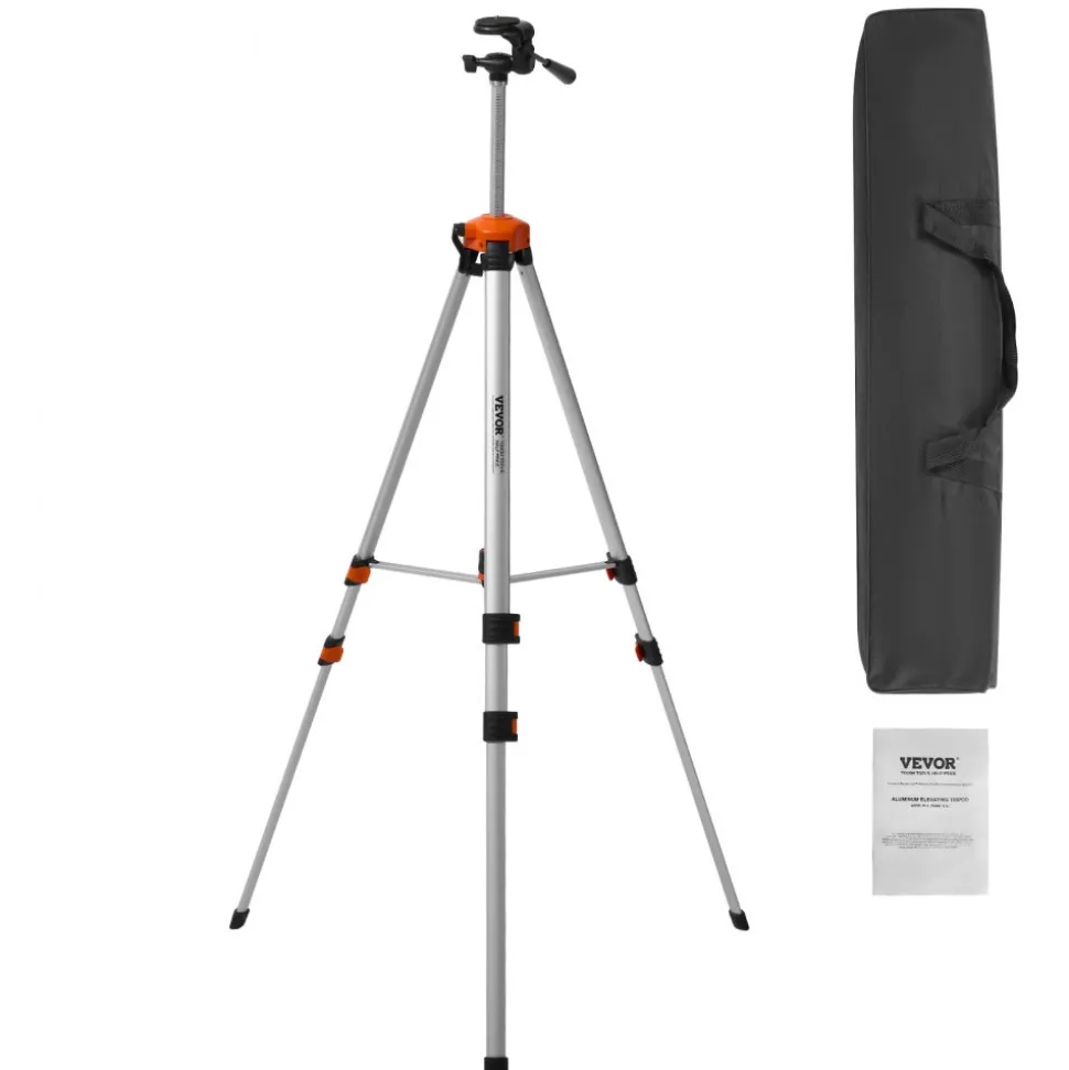 VEVOR Laser Level Tripod, ¼ x 20 Thread Mount, 27.36-68.11 inch Height Adjustment with Integrated Level Bubble Lightweight Laser Scanner Stand, Retractable Legs Aluminum Tripod for Stable Measurement