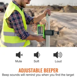 VEVOR Laser Receiver, 197 ft Working Range, Green Laser and Red Beam Detector for Pulsing Line Lasers, Customizable Speaker & Dual LCD Display & Built-In Bubble Level with Clamp for Laser Level Ebay美