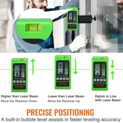 VEVOR Laser Receiver, 197 ft Working Range, Green Laser and Red Beam Detector for Pulsing Line Lasers, Customizable Speaker & Dual LCD Display & Built-In Bubble Level with Clamp for Laser Level Ebay美