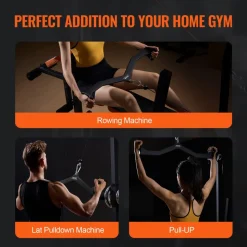 VEVOR LAT Pulldown Attachment, Cable Machine Rowing V-bar Attachment, Tricep Pull Down Bar, Back Strength Training Rubber Coated Handle Grip, Bicep Curl Tricep Lat Pulldown Bar for Home Gym Fitness