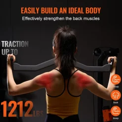 VEVOR LAT Pulldown Attachment, Cable Machine Rowing V-bar Attachment, Tricep Pull Down Bar, Back Strength Training Rubber Coated Handle Grip, Bicep Curl Tricep Lat Pulldown Bar for Home Gym Fitness