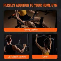 VEVOR LAT Pulldown Attachments, Cable Machine Rowing T-bar V-bar 5 Set, Tricep Pull Down Bar, Back Strength Training Rubber Coated Handle Grip, Bicep Curl Tricep Lat Pulldown Bar for Home Gym Fitness