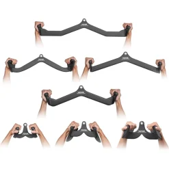 VEVOR LAT Pulldown Attachments, Cable Machine Rowing T-bar V-bar 7 Set, Tricep Pull Down Bar, Back Strength Training Rubber Coated Handle Grip, Bicep Curl Tricep Lat Pulldown Bar for Home Gym Fitness