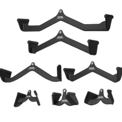 VEVOR LAT Pulldown Attachments, Cable Machine Rowing T-bar V-bar 7 Set, Tricep Pull Down Bar, Back Strength Training Rubber Coated Handle Grip, Bicep Curl Tricep Lat Pulldown Bar for Home Gym Fitness
