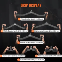 VEVOR LAT Pulldown Attachments, Cable Machine Rowing T-bar V-bar 7 Set, Tricep Pull Down Bar, Back Strength Training Rubber Coated Handle Grip, Bicep Curl Tricep Lat Pulldown Bar for Home Gym Fitness