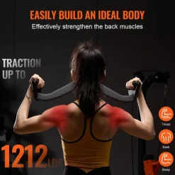 VEVOR LAT Pulldown Attachments, Cable Machine Rowing T-bar V-bar 7 Set, Tricep Pull Down Bar, Back Strength Training Rubber Coated Handle Grip, Bicep Curl Tricep Lat Pulldown Bar for Home Gym Fitness