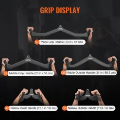 VEVOR LAT Pulldown Attachments, Cable Machine Rowing T-bar V-bar 5 Set, Tricep Pull Down Bar, Back Strength Training Rubber Coated Handle Grip, Bicep Curl Tricep Lat Pulldown Bar for Home Gym Fitness