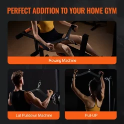 VEVOR LAT Pulldown Attachments, Cable Machine Rowing T-bar V-bar 5 Set, Tricep Pull Down Bar, Back Strength Training Rubber Coated Handle Grip, Bicep Curl Tricep Lat Pulldown Bar for Home Gym Fitness