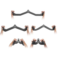 VEVOR LAT Pulldown Attachments, Cable Machine Rowing T-bar V-bar 5 Set, Tricep Pull Down Bar, Back Strength Training Rubber Coated Handle Grip, Bicep Curl Tricep Lat Pulldown Bar for Home Gym Fitness