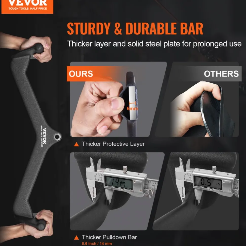 VEVOR LAT Pulldown Attachment, Cable Machine Rowing V-bar Attachment, Tricep Pull Down Bar, Back Strength Training Rubber Coated Handle Grip, Bicep Curl Tricep Lat Pulldown Bar for Home Gym Fitness