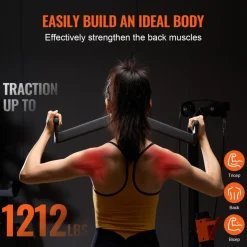 VEVOR LAT Pulldown Attachment, Cable Machine Rowing V-bar Attachment, Tricep Pull Down Bar, Back Strength Training Rubber Coated Handle Grip, Bicep Curl Tricep Lat Pulldown Bar for Home Gym Fitness