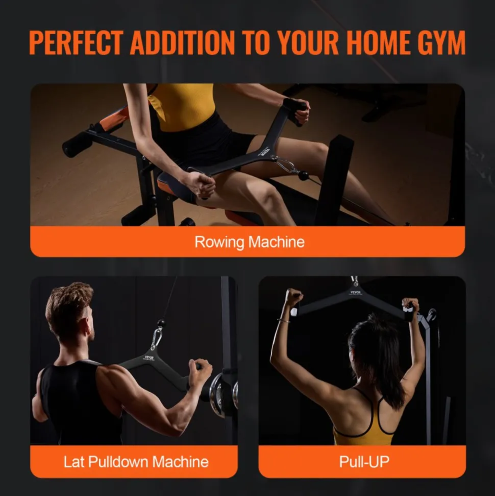 VEVOR LAT Pulldown Attachment, Cable Machine Rowing V-bar Attachment, Tricep Pull Down Bar, Back Strength Training Rubber Coated Handle Grip, Bicep Curl Tricep Lat Pulldown Bar for Home Gym Fitness