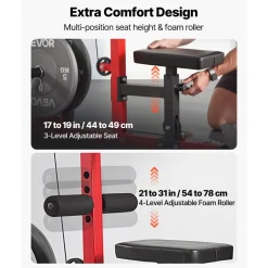 VEVOR LAT Pull Down Machine, 3-in-1 Row Cable Machine, Cable Machines Home Gym with 3-Level Adjustable Seat, 4-Level Adjustable Foam Roller, Load 400 lbs Lat Tower for Back, Chest, Tricep, Black