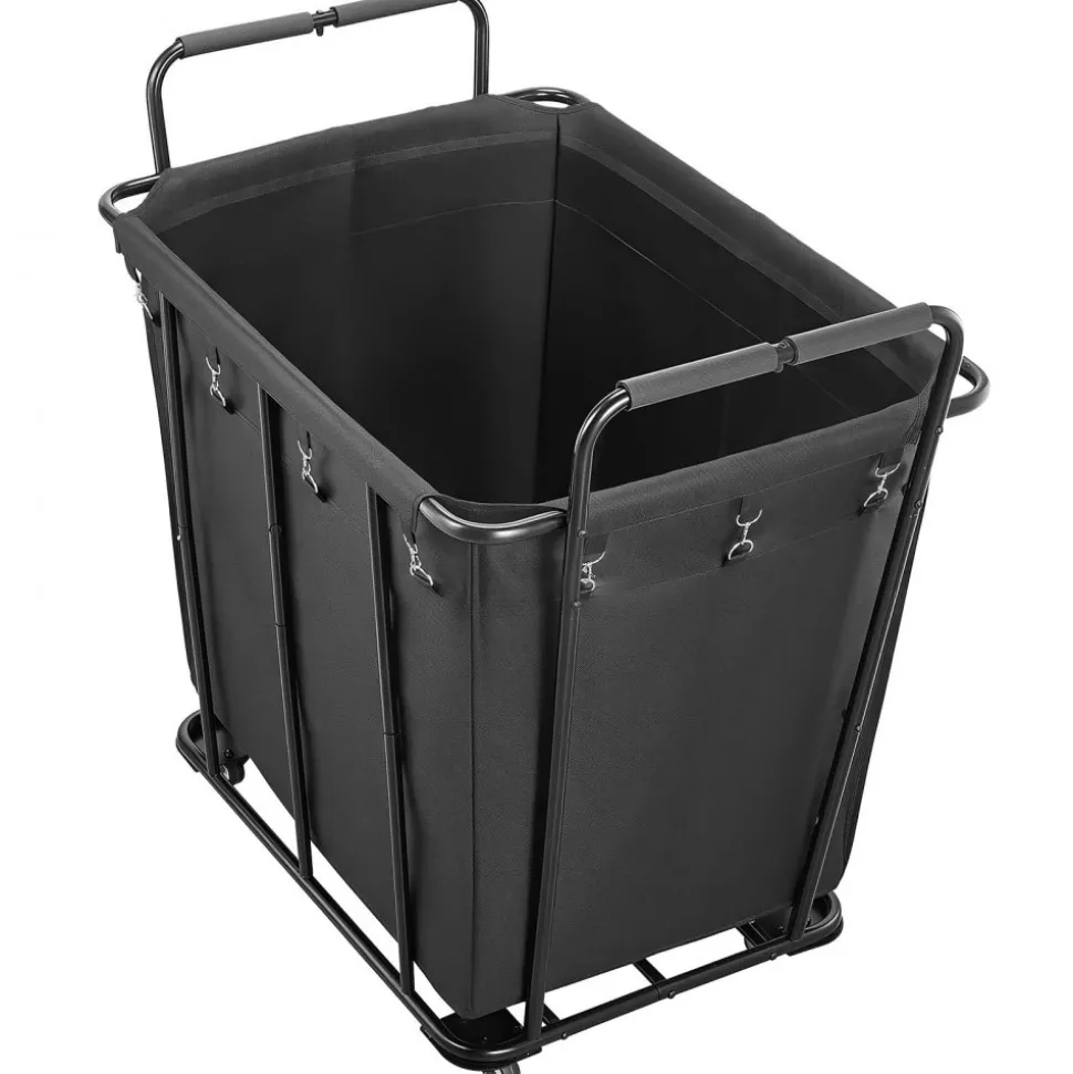 VEVOR Laundry Cart, Rolling Grocery Utility Cart with Waterproof Liner & Swivel Wheels, 260 LBS Large Load Capacity, Heavy Duty Shopping Basket for Laundry, Shopping, Camping, Grocery, Luggage, Black