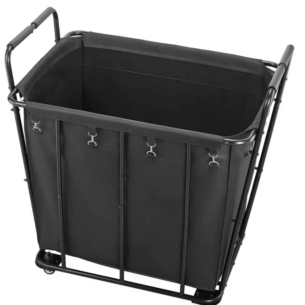 VEVOR Laundry Cart, Rolling Grocery Utility Cart with Waterproof Liner & Swivel Wheels, 260 LBS Large Load Capacity, Heavy Duty Shopping Basket for Laundry, Shopping, Camping, Grocery, Luggage, Black