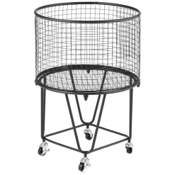VEVOR Laundry Cart, Rolling Round Grocery Utility Cart with 360° Swivel Wheels, 60 LBS Large Load Capacity, Heavy Duty Carbon Steel Shopping Basket for Laundry, Shopping, Camping, Grocery, Luggage
