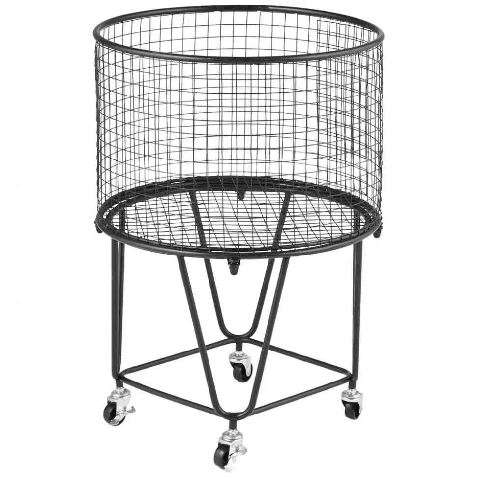 VEVOR Laundry Cart, Rolling Round Grocery Utility Cart with 360° Swivel Wheels, 60 LBS Large Load Capacity, Heavy Duty Carbon Steel Shopping Basket for Laundry, Shopping, Camping, Grocery, Luggage