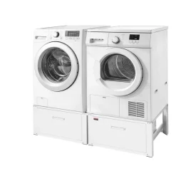 VEVOR Laundry Pedestal, 14 in Height, Washer and Dryer Pedestals with Drawer, 700 lbs Weight Load Capacity, Non-Slip Feet, Heavy-duty Steel Washing Machine Stand Universal Fit, White, 2 Pack