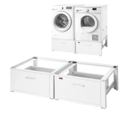 VEVOR Laundry Pedestal, 14 in Height, Washer and Dryer Pedestals with Drawer, 700 lbs Weight Load Capacity, Non-Slip Feet, Heavy-duty Steel Washing Machine Stand Universal Fit, White, 2 Pack