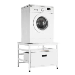 VEVOR Laundry Pedestal, 23 in Height, 29 x 29 in Washer and Dryer Pedestals with Pull-out Tray and Storage Space, 700 lbs Load Capacity, Non-Slip Feet Washing Machine Stand Universal Fit, White
