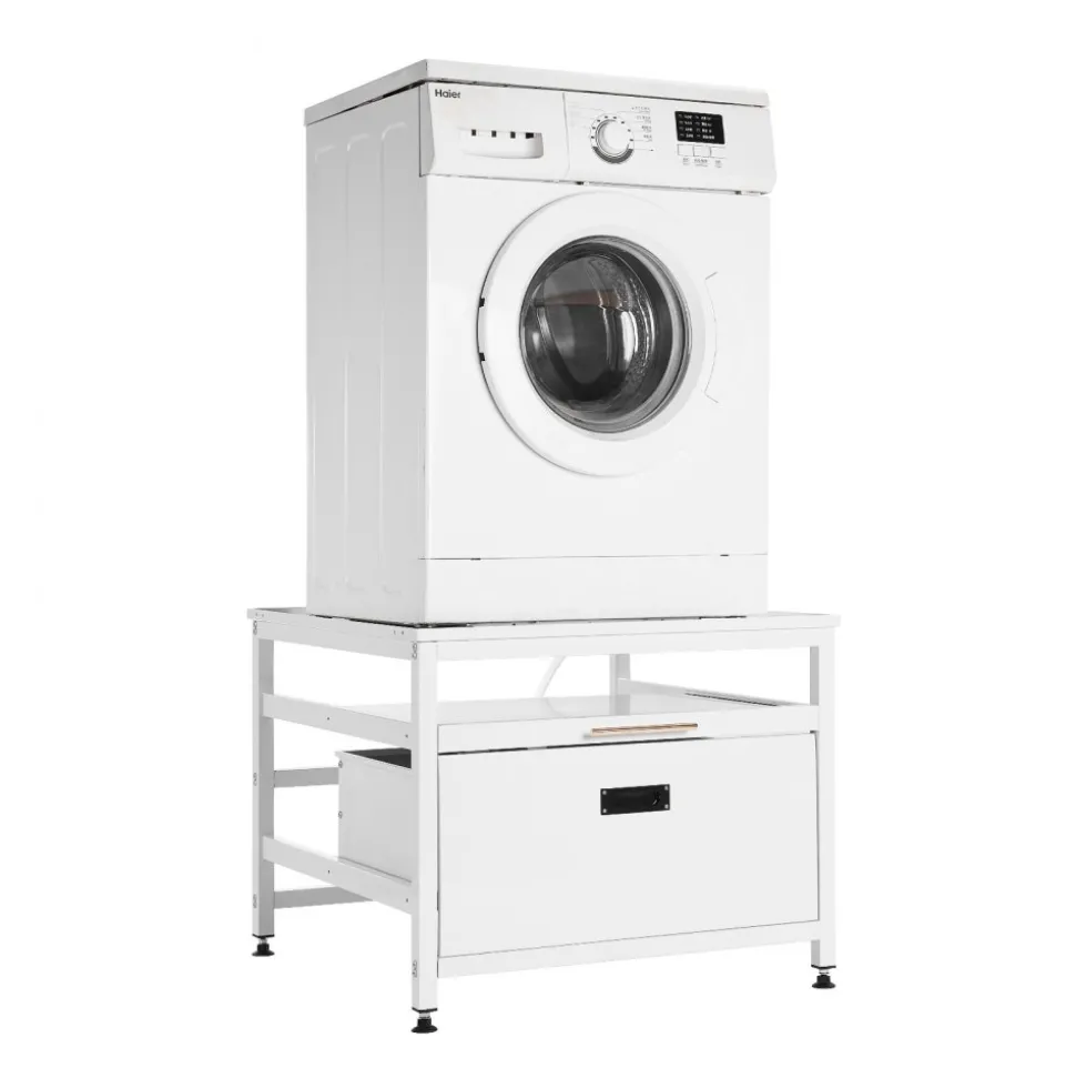 VEVOR Laundry Pedestal, 23 in Height, 29 x 29 in Washer and Dryer Pedestals with Pull-out Tray and Storage Space, 700 lbs Load Capacity, Non-Slip Feet Washing Machine Stand Universal Fit, White
