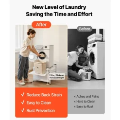 VEVOR Laundry Pedestal, 23 in Height, 29 x 29 in Washer and Dryer Pedestals with Pull-out Tray and Storage Space, 700 lbs Load Capacity, Non-Slip Feet Washing Machine Stand Universal Fit, White