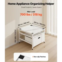 VEVOR Laundry Pedestal, 23 in Height, 29 x 29 in Washer and Dryer Pedestals with Pull-out Tray and Storage Space, 700 lbs Load Capacity, Non-Slip Feet Washing Machine Stand Universal Fit, White