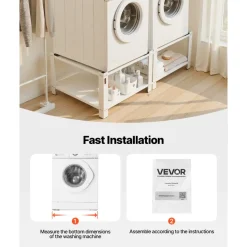 VEVOR Laundry Pedestal, 16.1 in Height, 27.5 x 27.5 in Washer and Dryer Pedestals with Storage Shelf, 700 lbs Load Capacity, Non-Slip Feet, Washing Machine Stand Universal Fit, White, 2 Pack